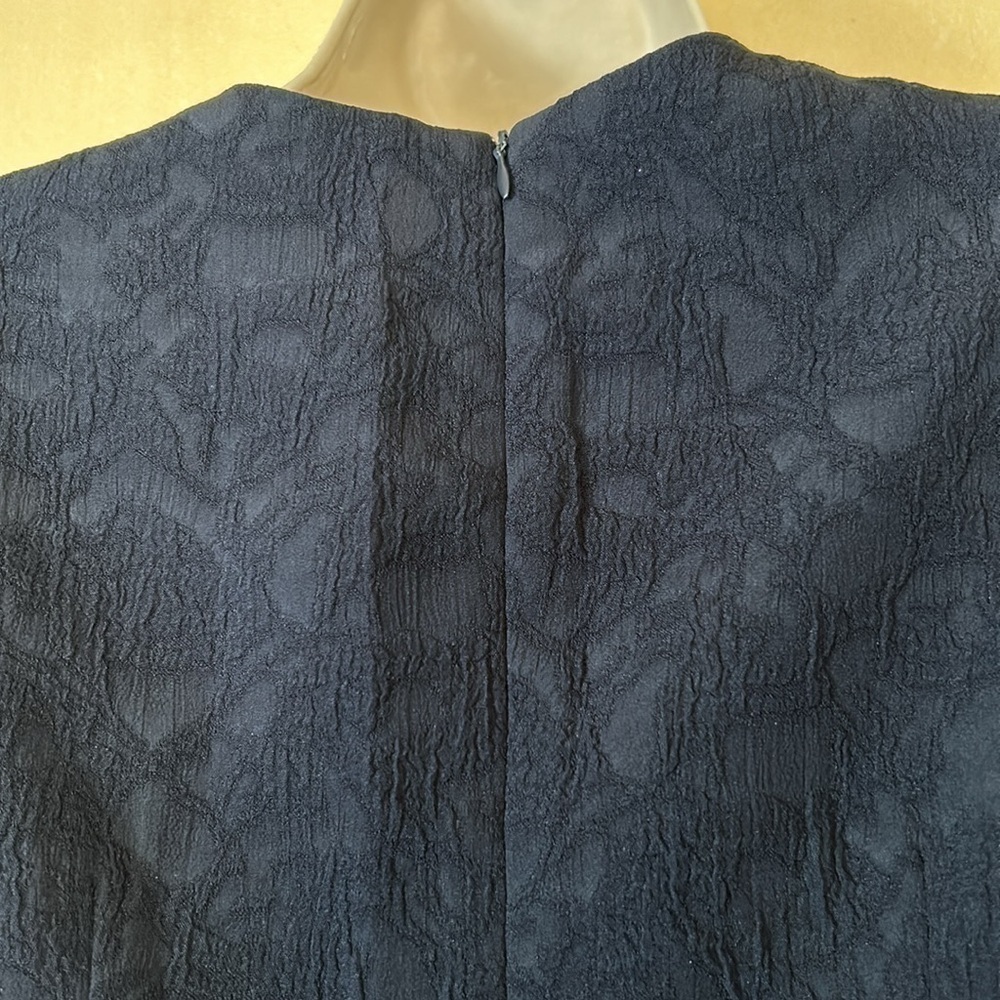 Black silk brocade dress with ivory lace embroidery and watercolor patches sz4 - Picture 10 of 12
